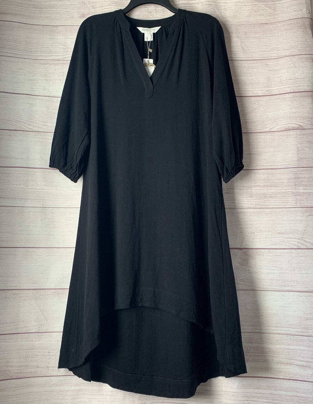 Apricot Black Lightweight High Low Shift Dress 3/4th Sleeves Size 10